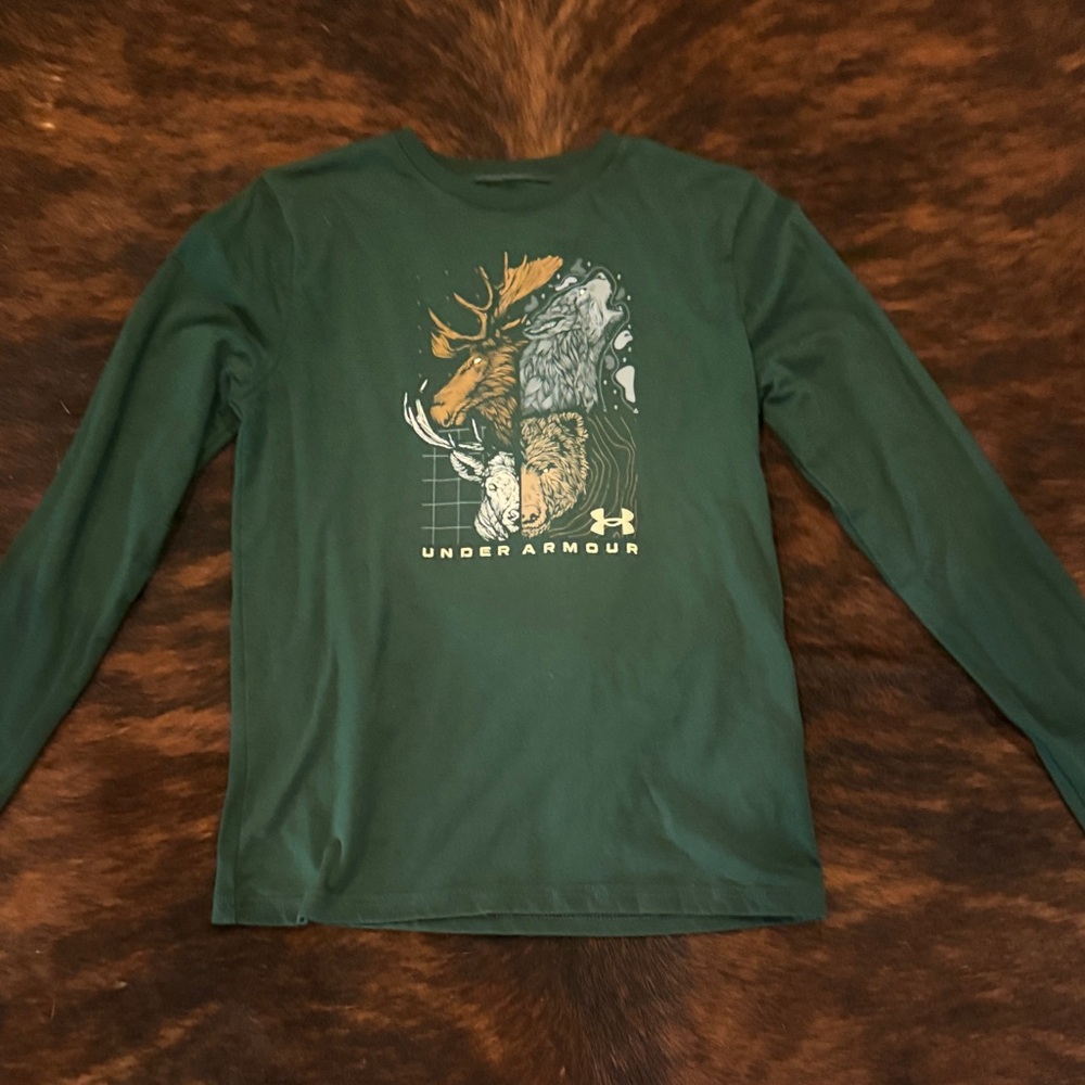 Under Armour Kids Forest Green Graphic Long Sleeve Tee